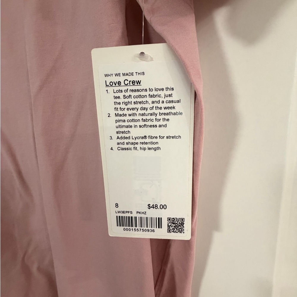 NEW Lululemon Pink Love Crew T-Shirt